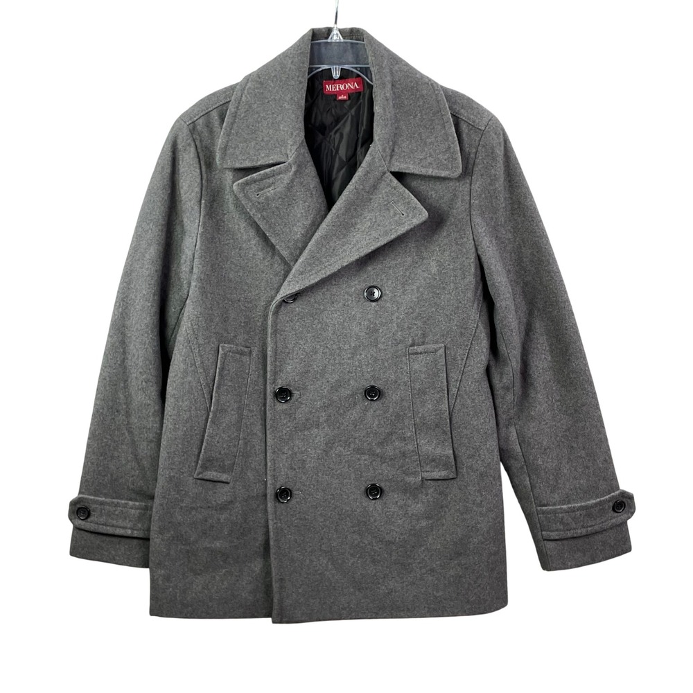Merona Pea Coat Women's Small Wool Blend Double Breasted Classic Winter Academia